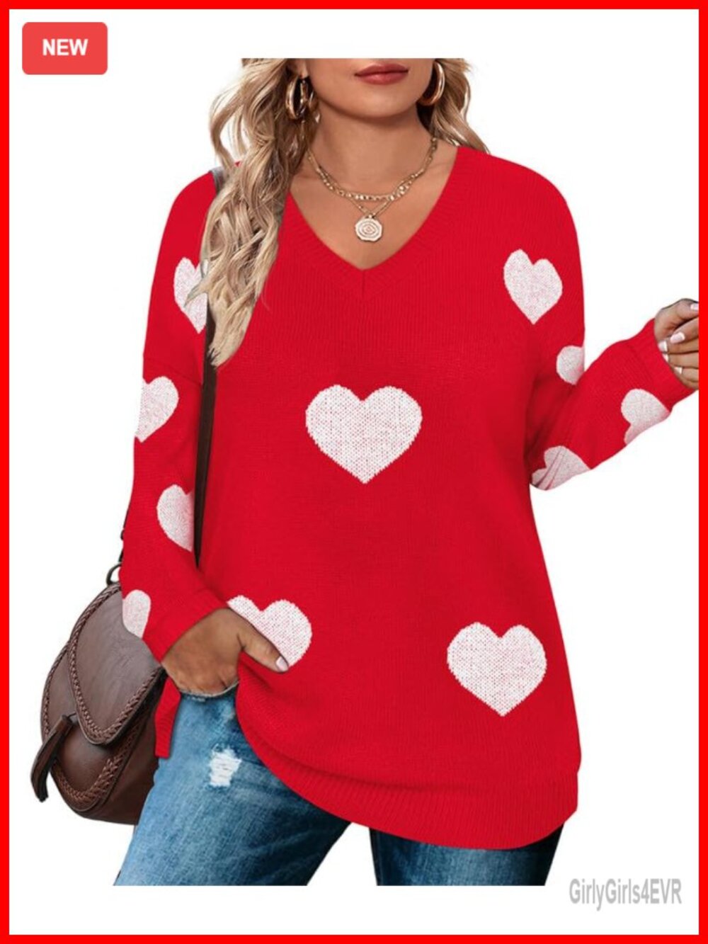 Plus Size Sweater Off Shoulder Pullover V Neck Hollow Out Long Sleeve Knit Top